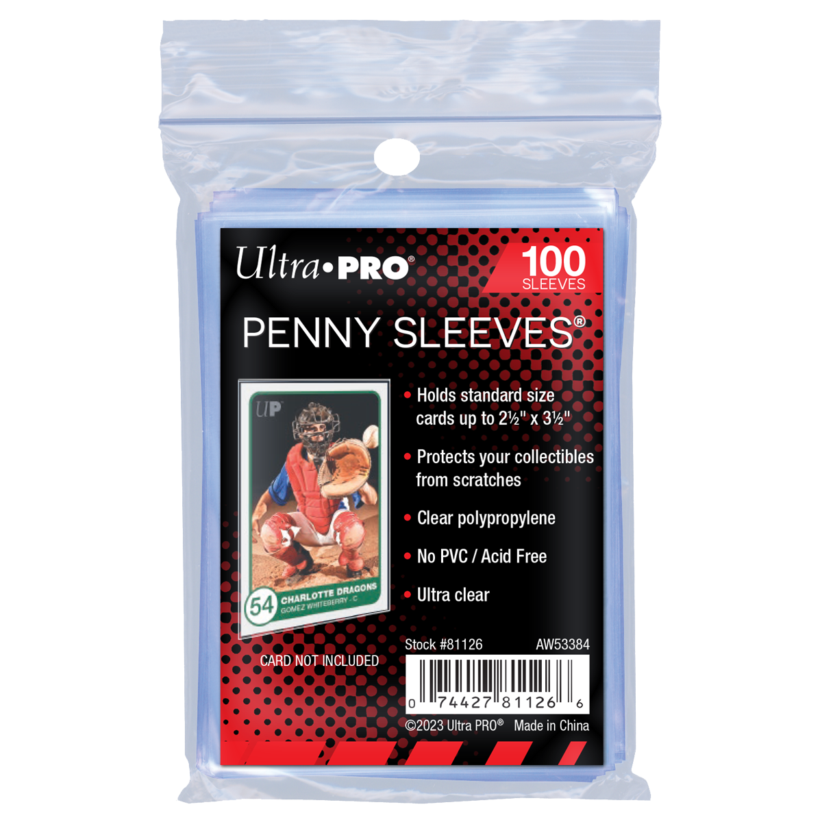 Ultra PRO 100ct PENNY SLEEVES 2.5" x 3.5" Soft Trading Card Protectors — SKU 81126